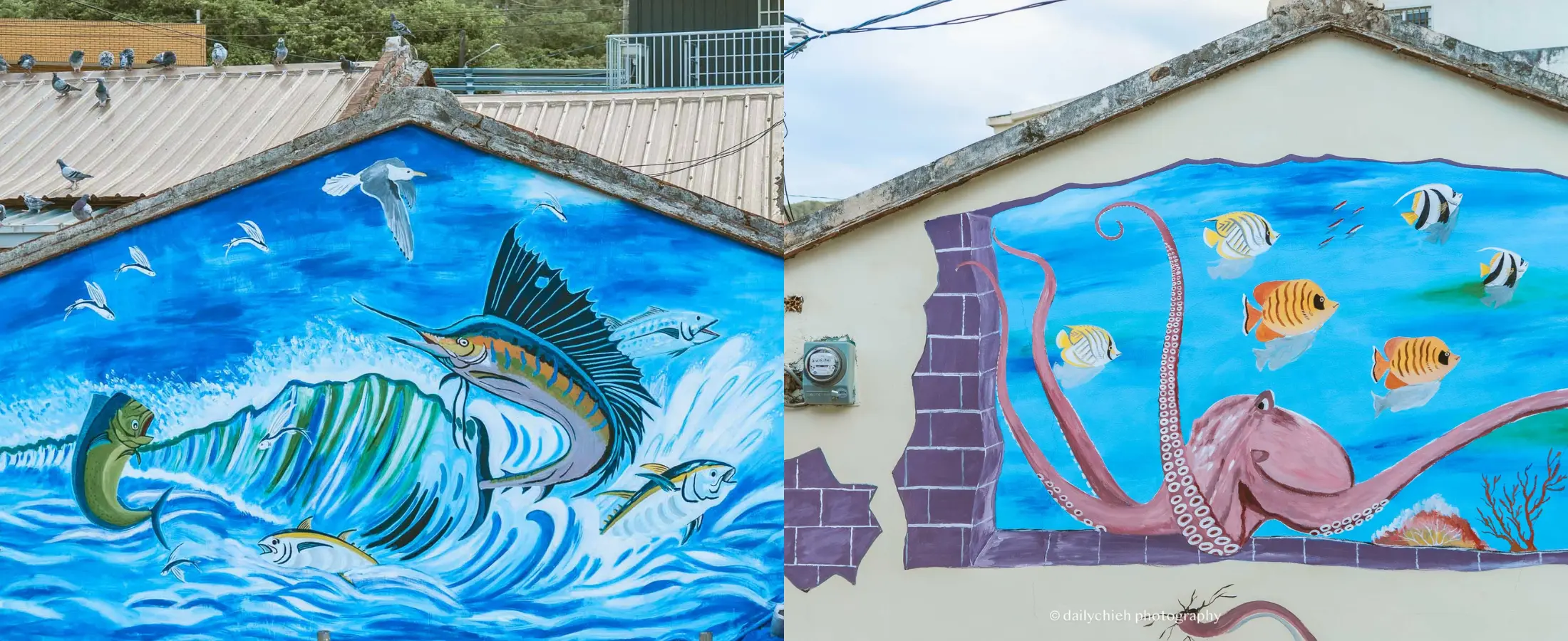 漁村散策：卯澳九魚柱、彩繪壁畫