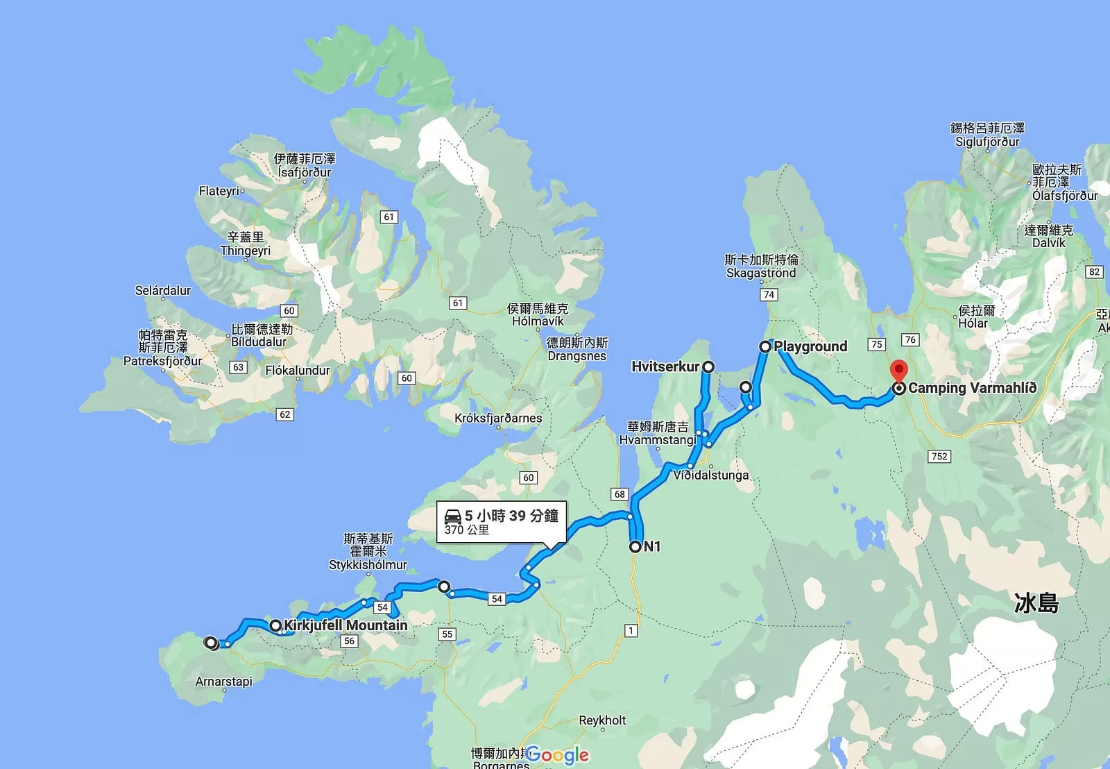 Day 4 路線地圖｜Ólafsvík → Staður → Vatnsnes Peninsula → Blönduós → Varmahlíð