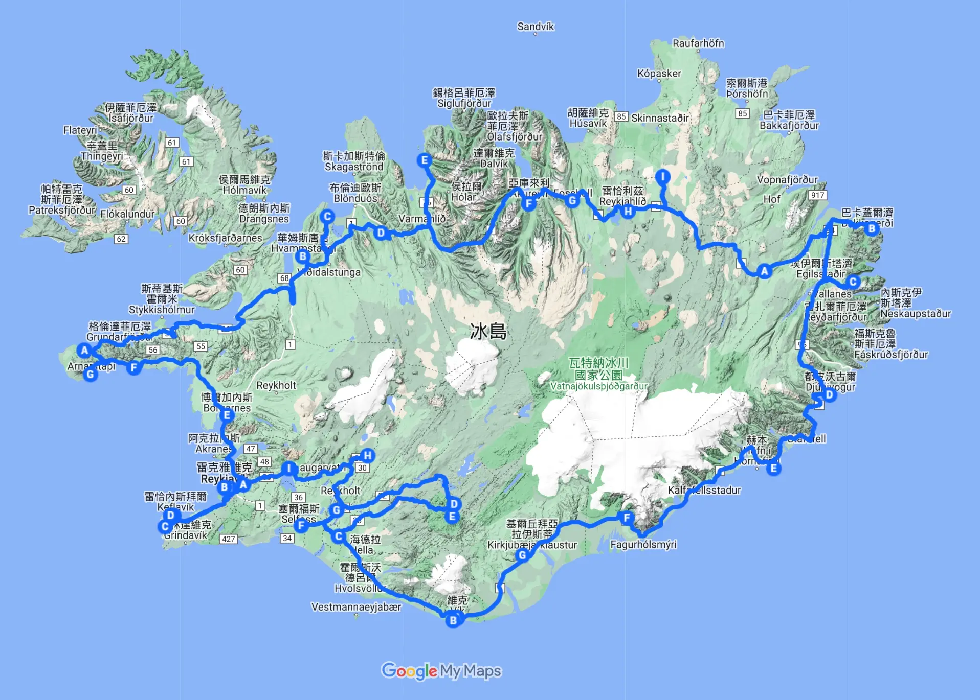 2023冰島自駕環島路線圖